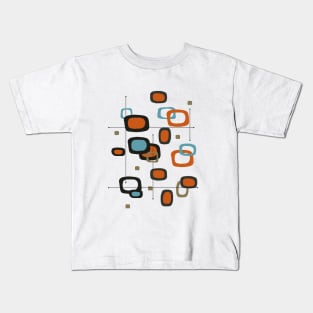 Mid Century Modern Shapes in Orange and Light Blue Kids T-Shirt